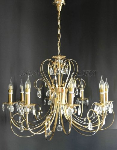 Люстра потолочная восьмирожковая Барокко (Свеча на ветру) Е14 Золото картинка 